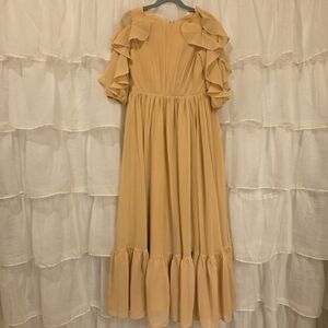 JJs House Ruffled Midi Dress in Gold